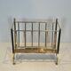 Neoclassical brass magazine rack attributed to Maison Ramsay.
