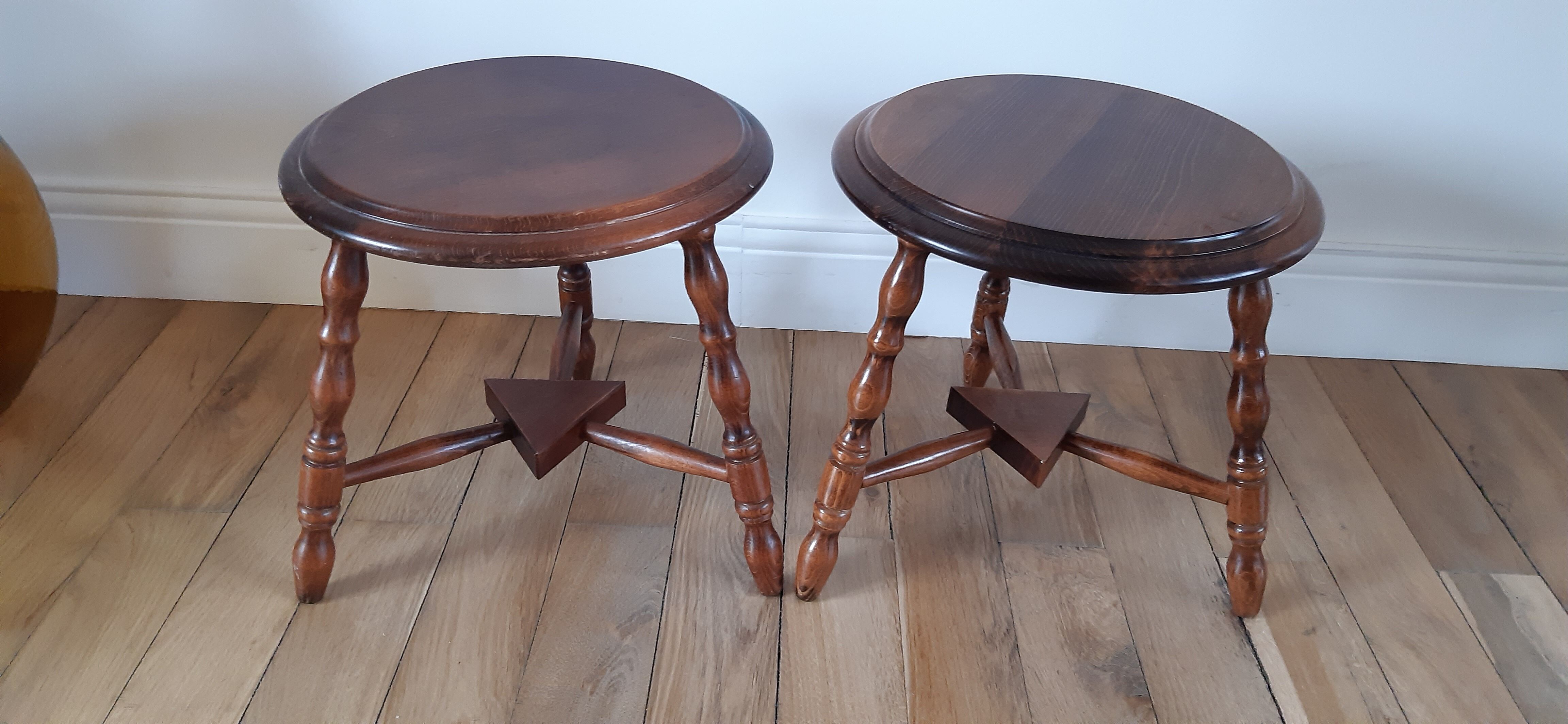 Pair of wooden stools turned vintage 60s