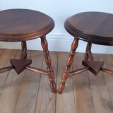 Pair of wooden stools turned vintage 60s