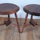 Pair of wooden stools turned vintage 60s