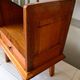 Compass foot bedside table in oak and opaline glass