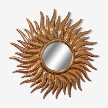 Convex witch mirror patinated copper frame 1960s
