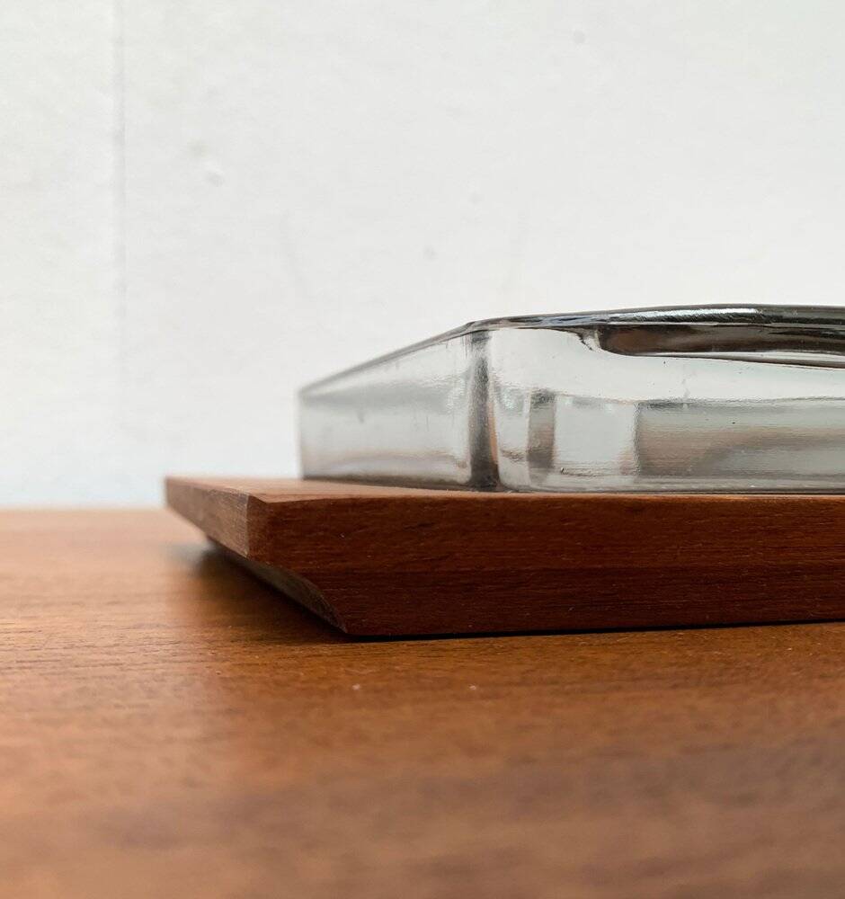 Plateau danois en teck du milieu du siècle avec verres de Lüthje Wood, lot de 3