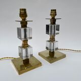 Paire de lampe en laiton et cristal 1930
