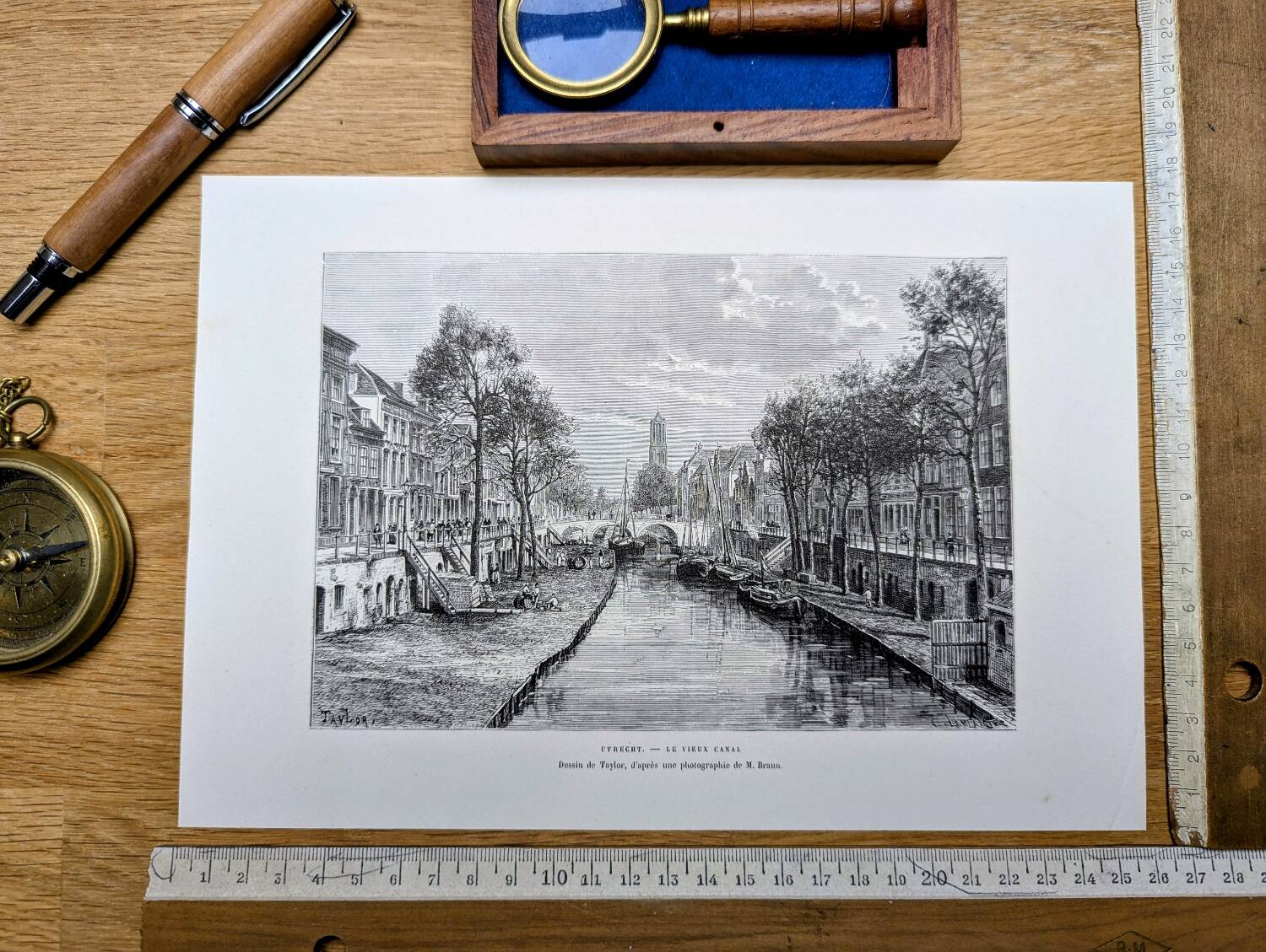 Utrecht, Netherlands, Vintage engraving, printed in 1879.