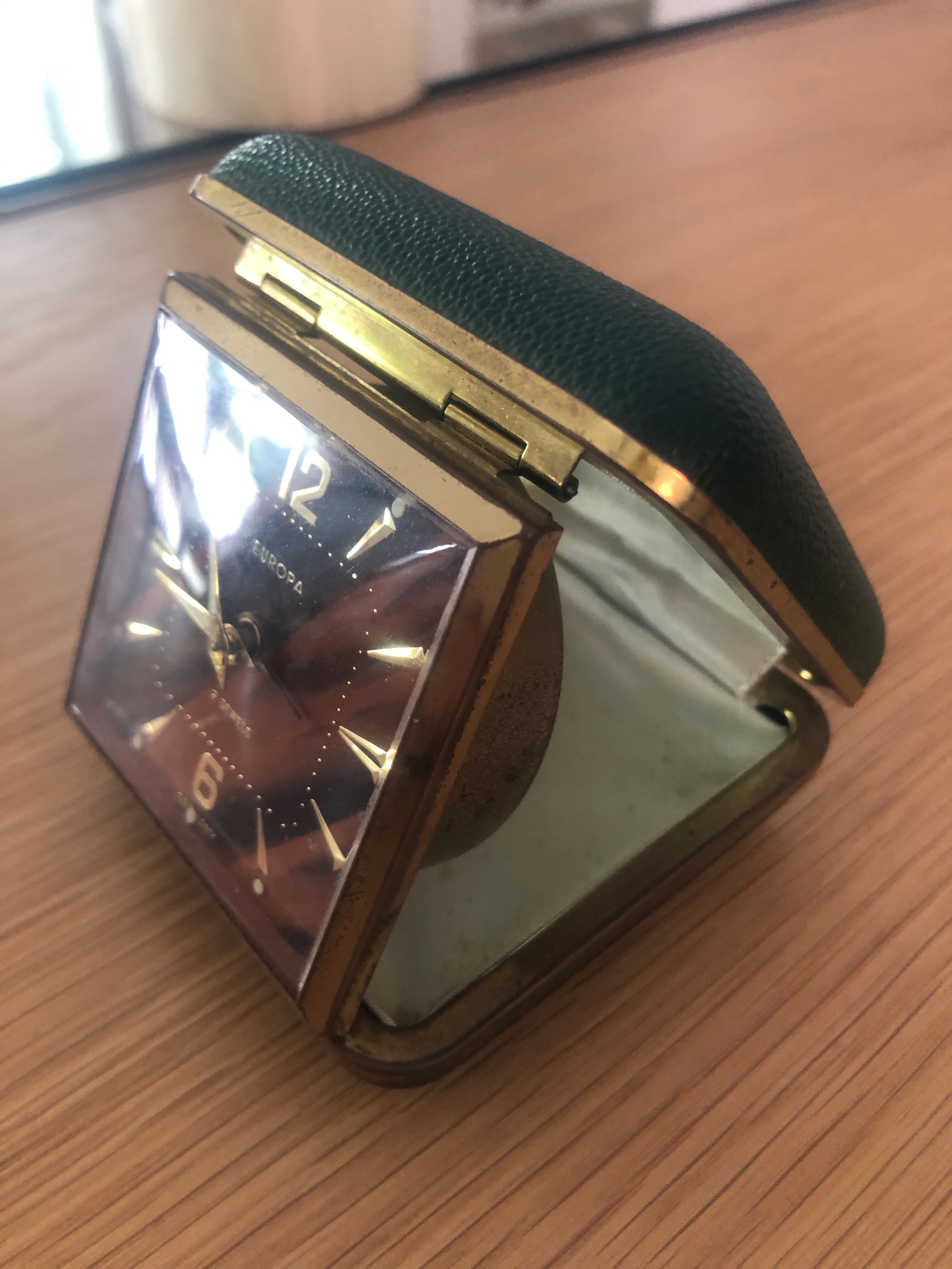Vintage travel alarm clock Europa 2 jewels