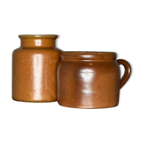 Pair of brown stoneware pots