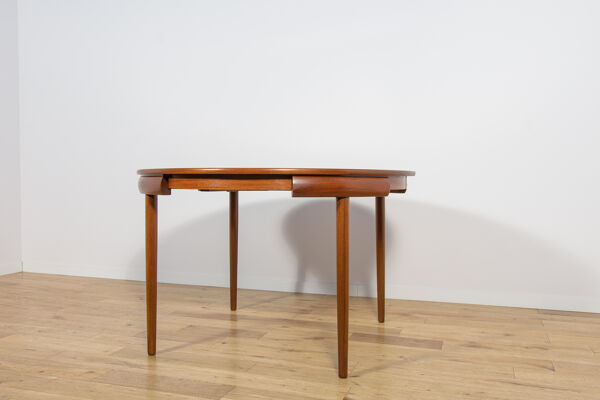 Table à manger en teck des années 50 et chaises par Hans Olsen pour Frem Røjle, Danemark, années 1960, ensemble de 5.