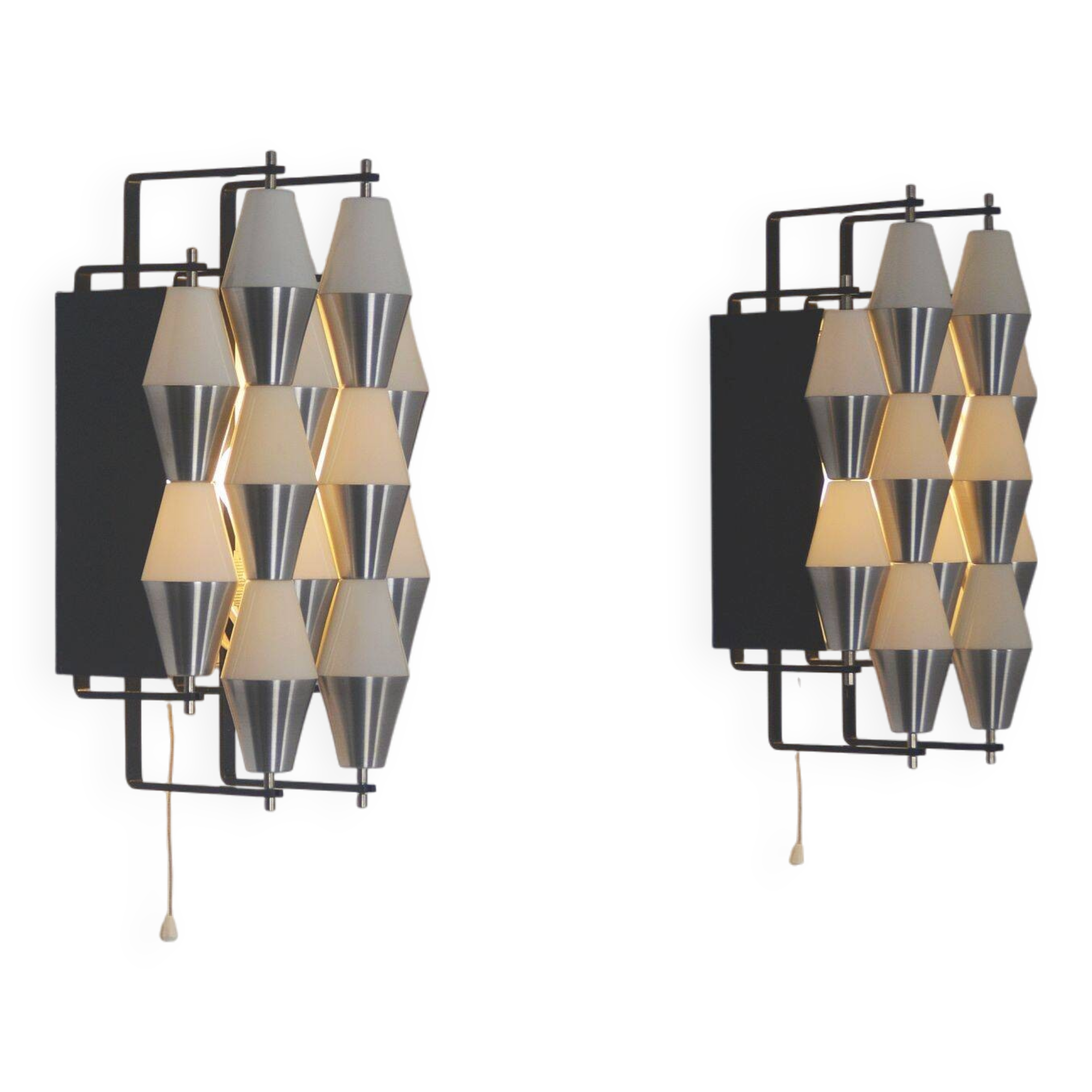 Rare set of wall lamps 'ludiek' by raak, 1960s