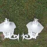 Pair of wrought iron lanterns