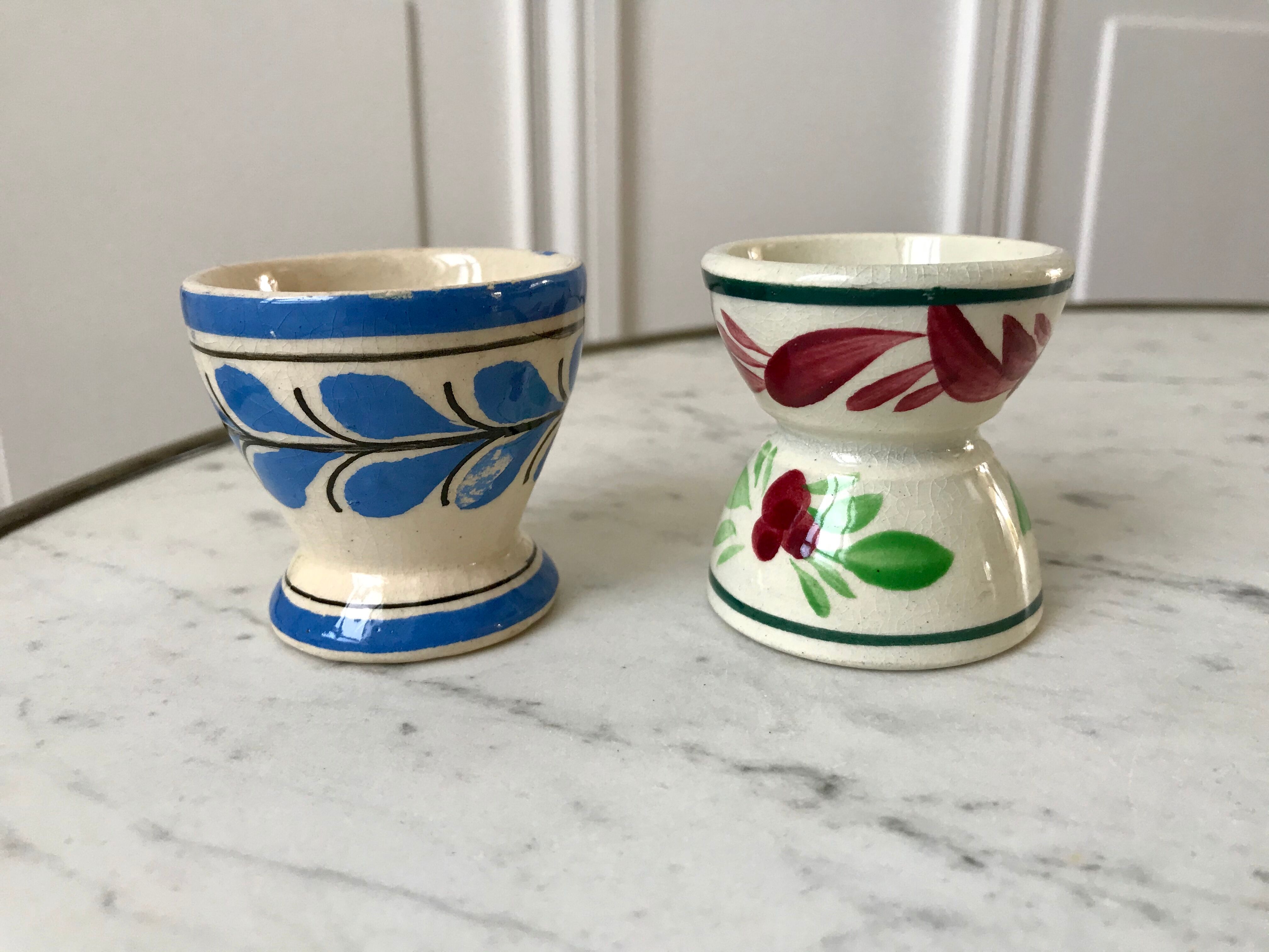 Duo of Henriot Quimper cockroaches hand-painted 60s