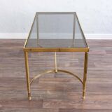 Table basse vintage en laiton fabriquée en France, 1950s