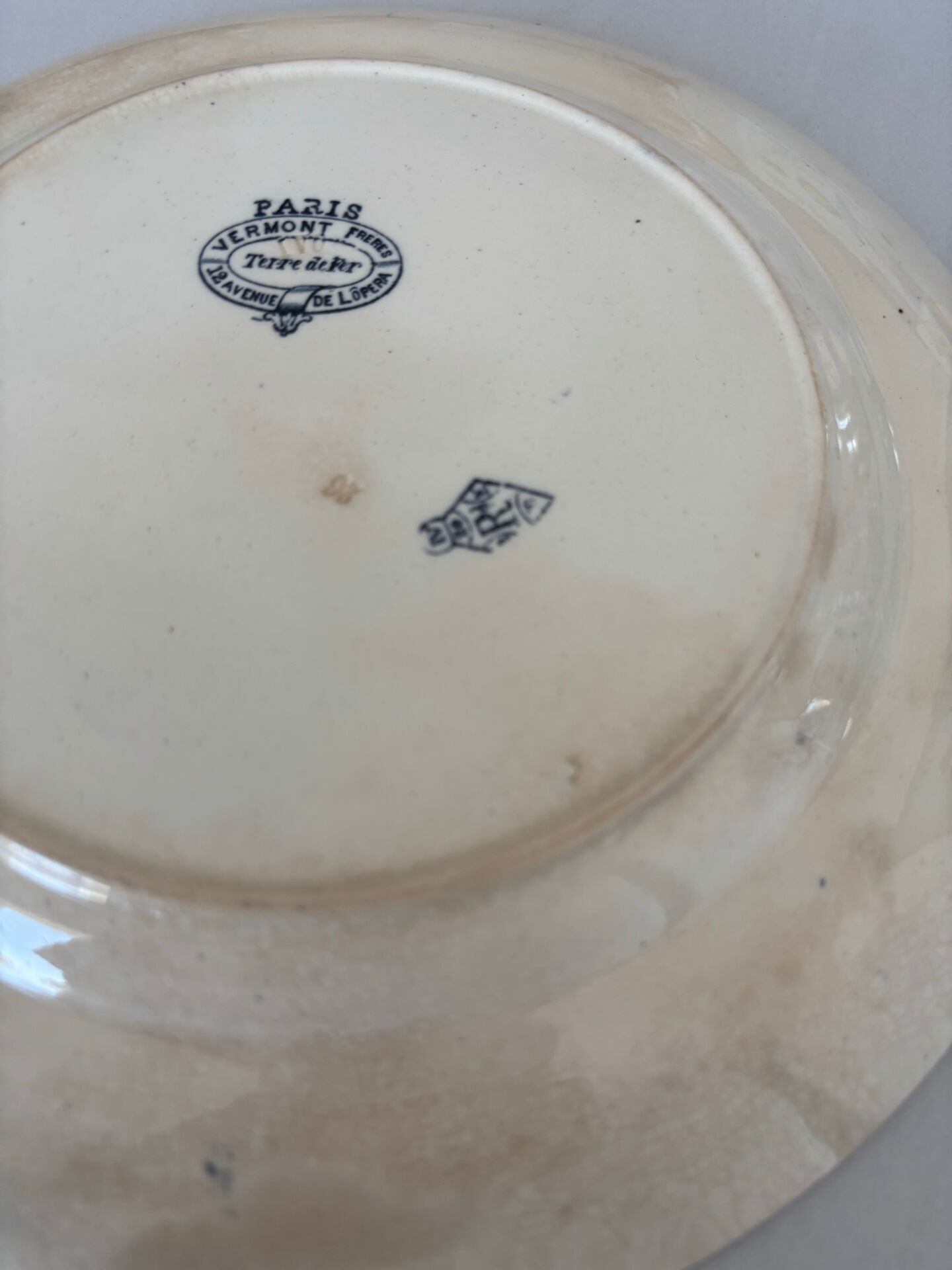 Old blue night ironstone plate for Vermont Frè shop.