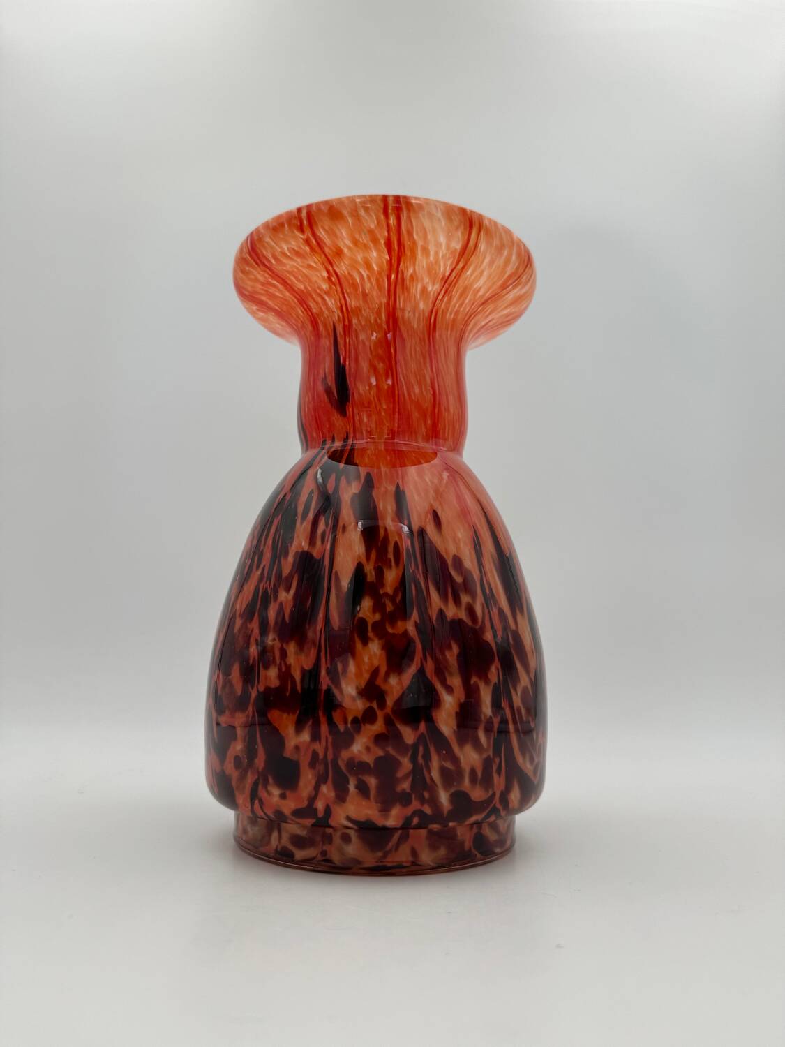Orange and brown speckled glass vase, Clichy style