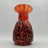 Orange and brown speckled glass vase, Clichy style