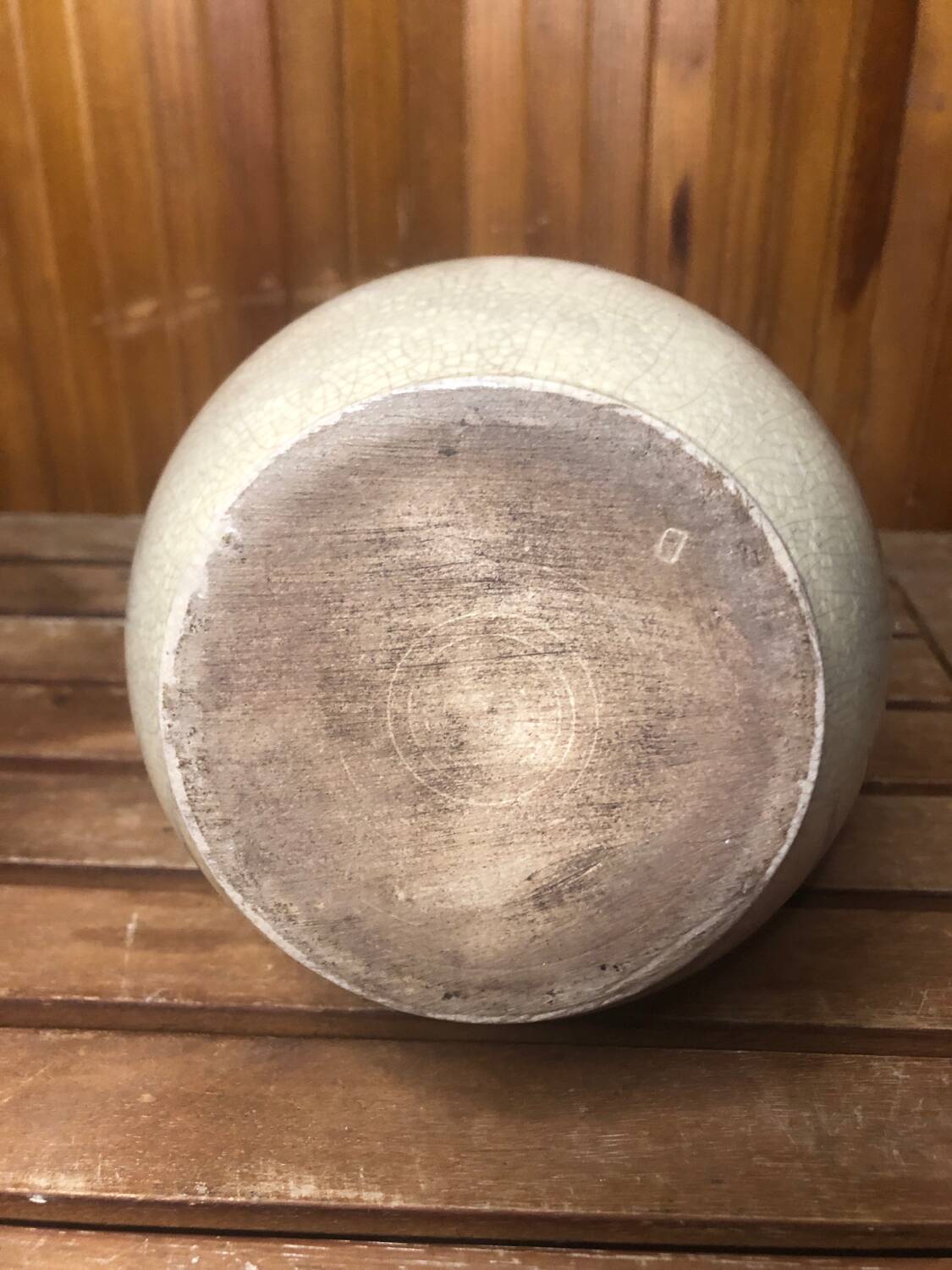 Old Vintage White & Brown Cracked Ceramic Pitcher