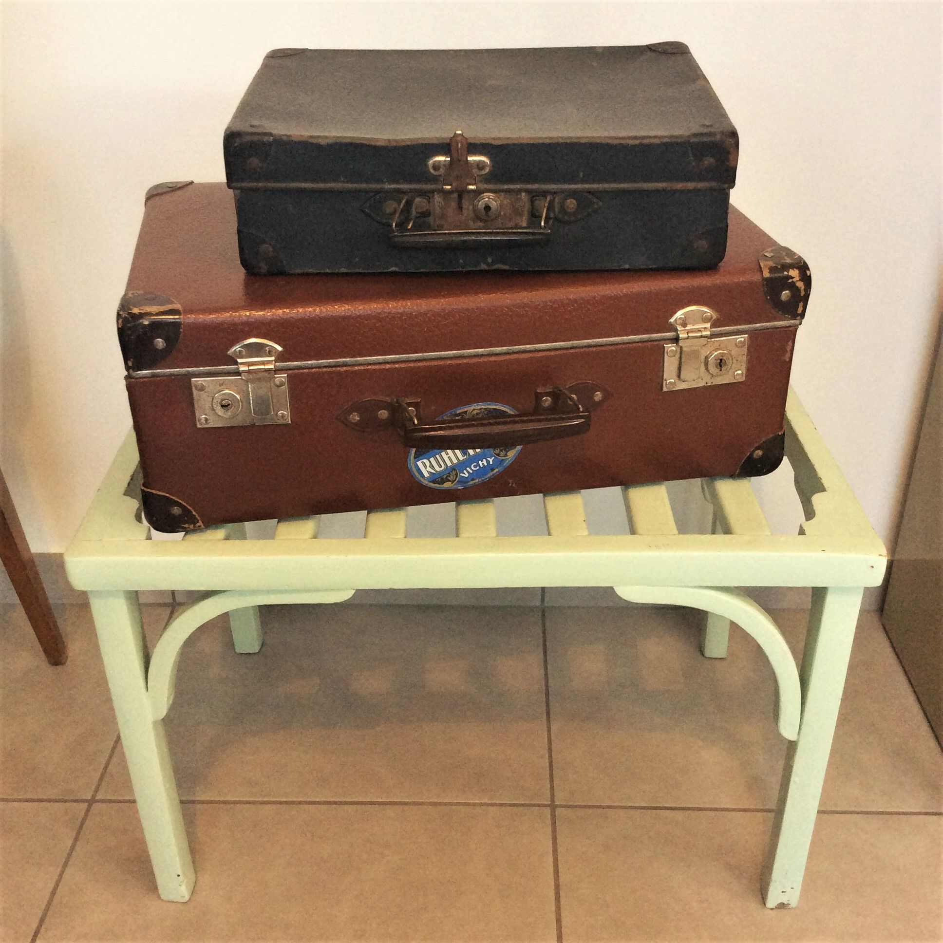 Old wooden suitcase holder