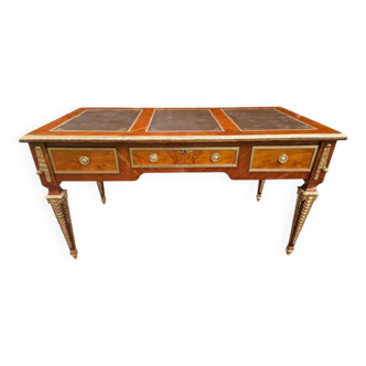 Louis XVI style bureau plat - Circa 1880 - In mahogany and mahogany veneer