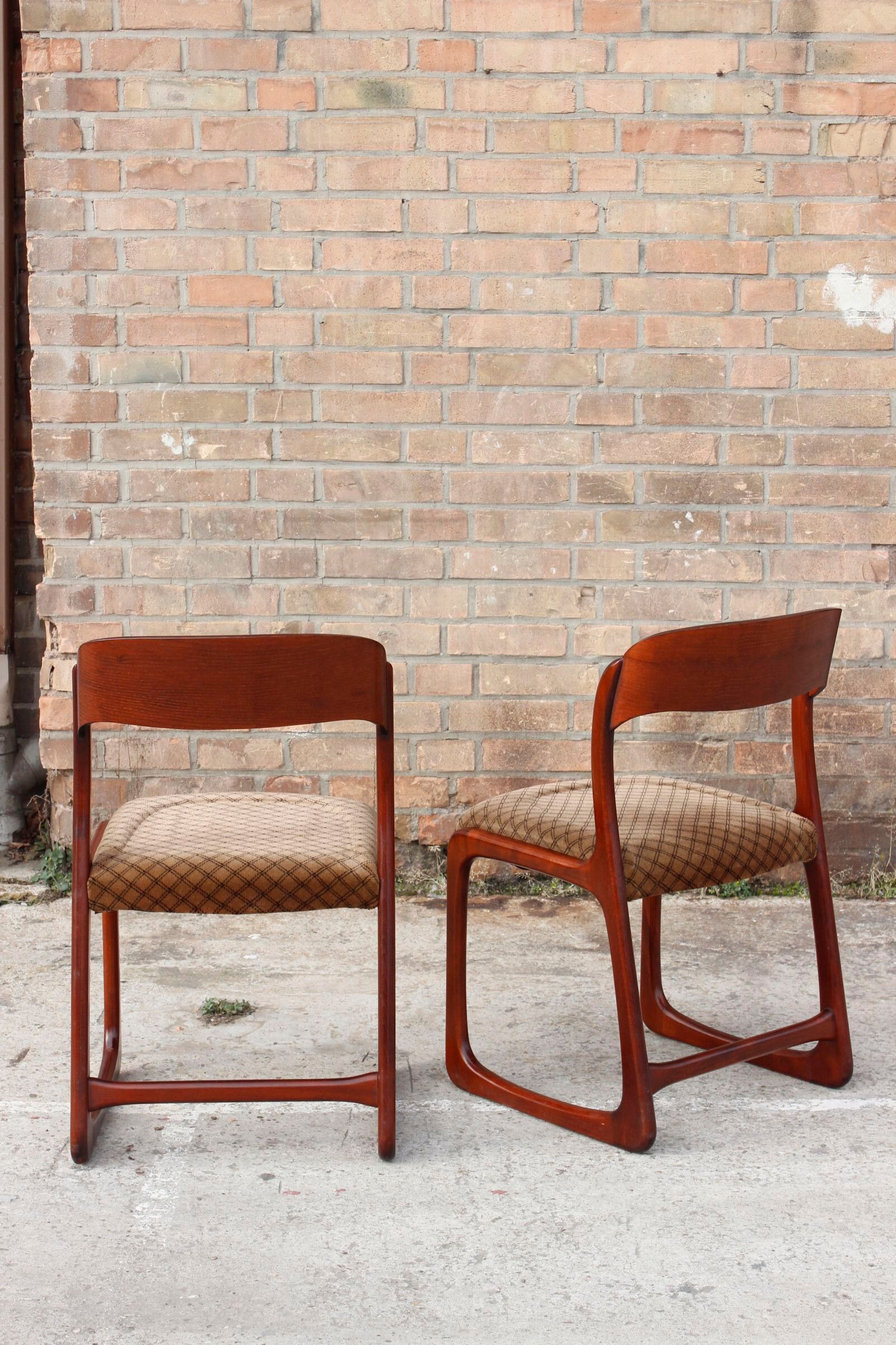 Pair of sleigh chairs by baumann, france circa 1960