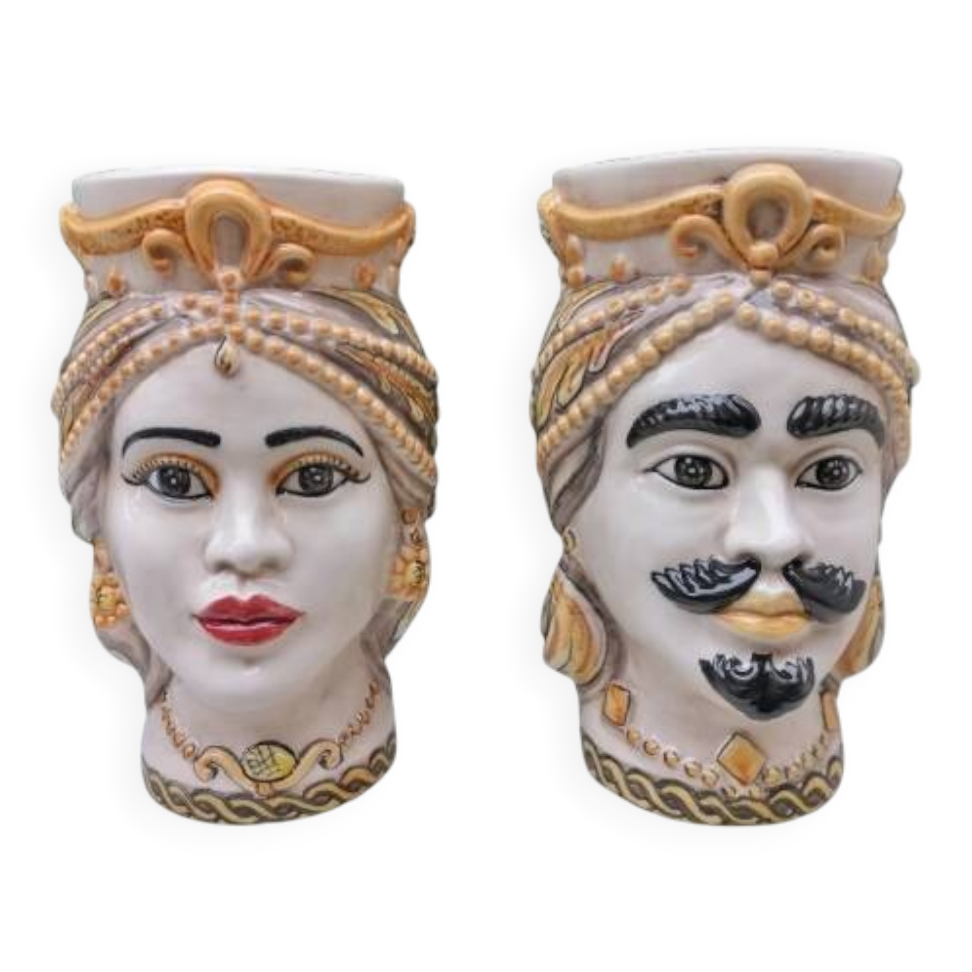 Sicilian ceramic head vases/ Moorish heads