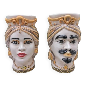 Sicilian ceramic head vases/ Moorish heads