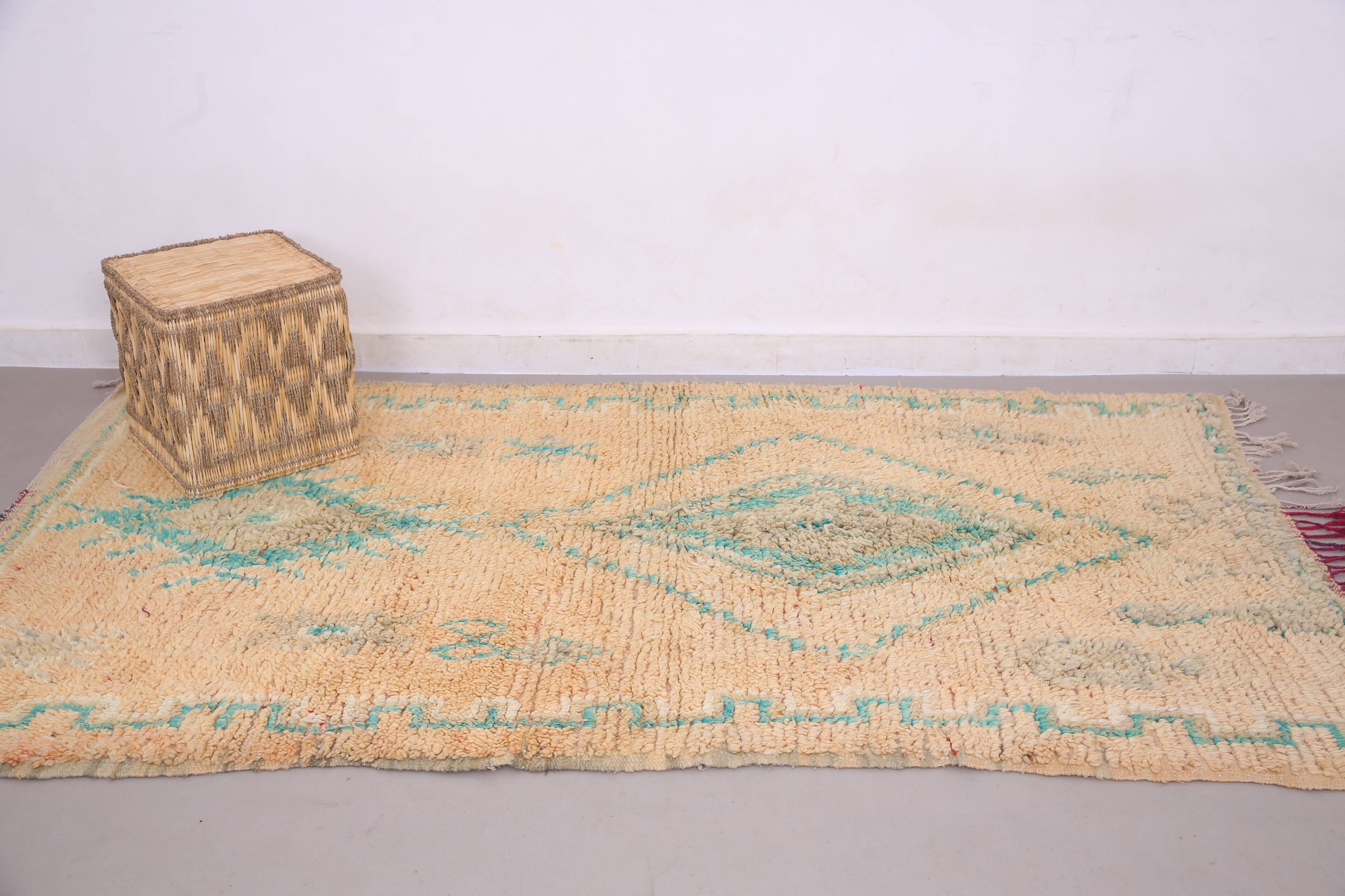 Peach & Turquoise vintage moroccan rug 143 x 249 cm - Berber Rug Handmade