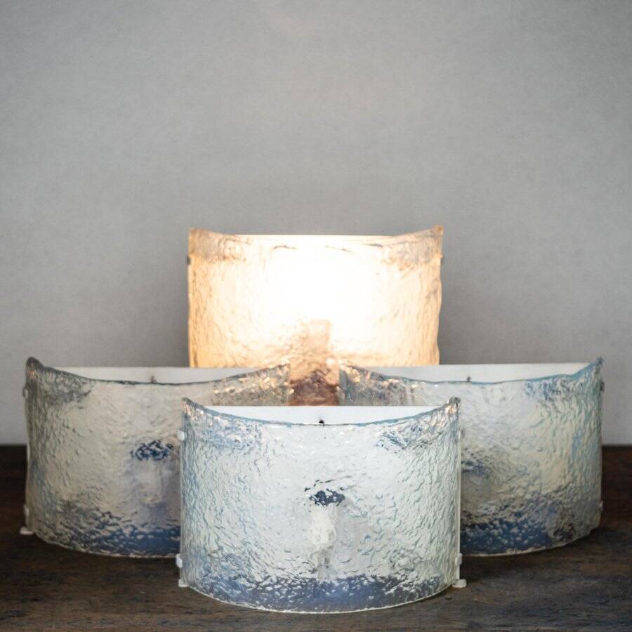 Vintage Murano glass wall lamps by Mazzega, Italy, 1970, set of 4