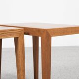 Midcentury Danish set of 3 side tables in oak by Severin Hansen for Haslev 1960s