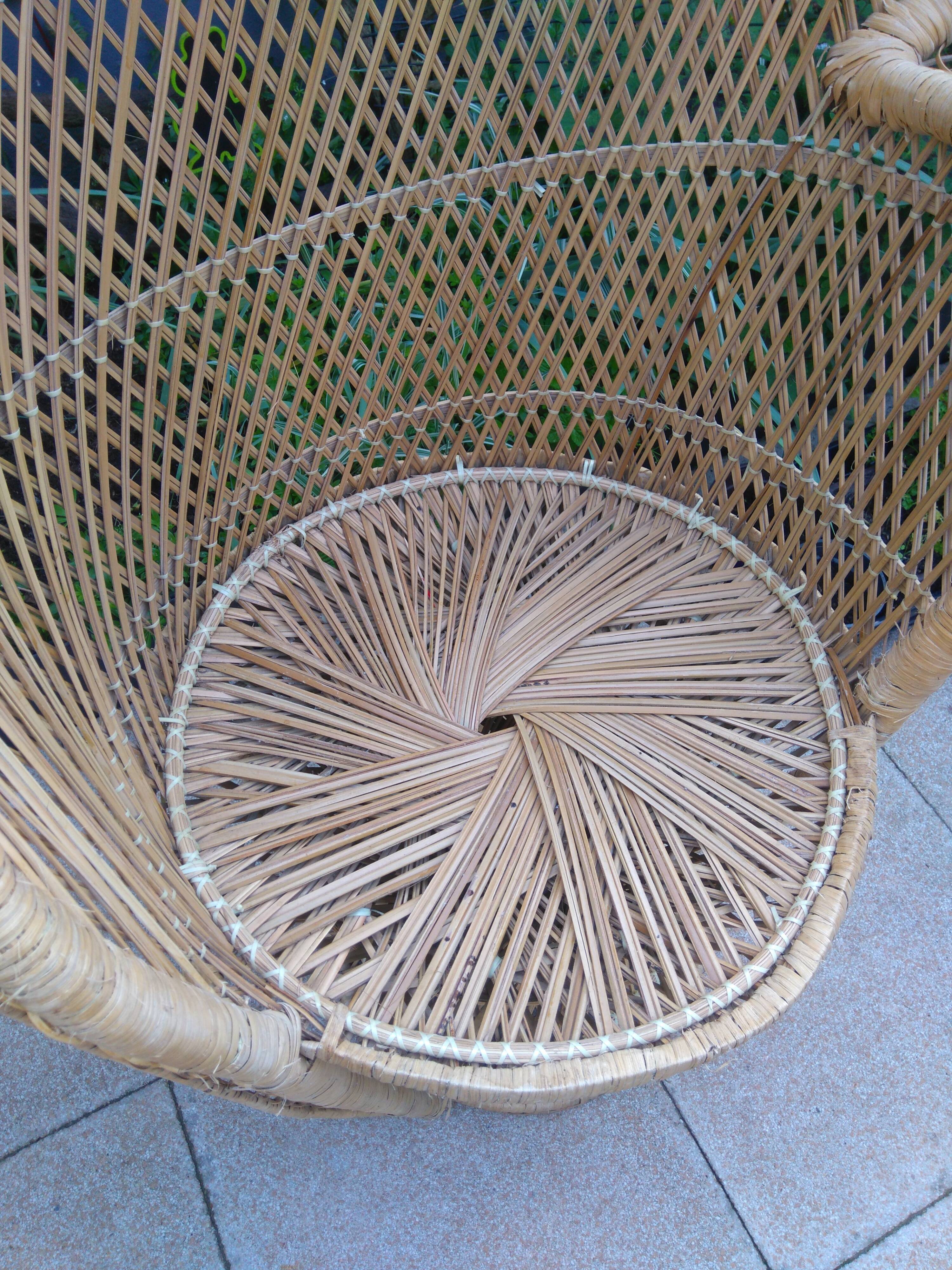 Pair of Emmanuelle rattan armchairs