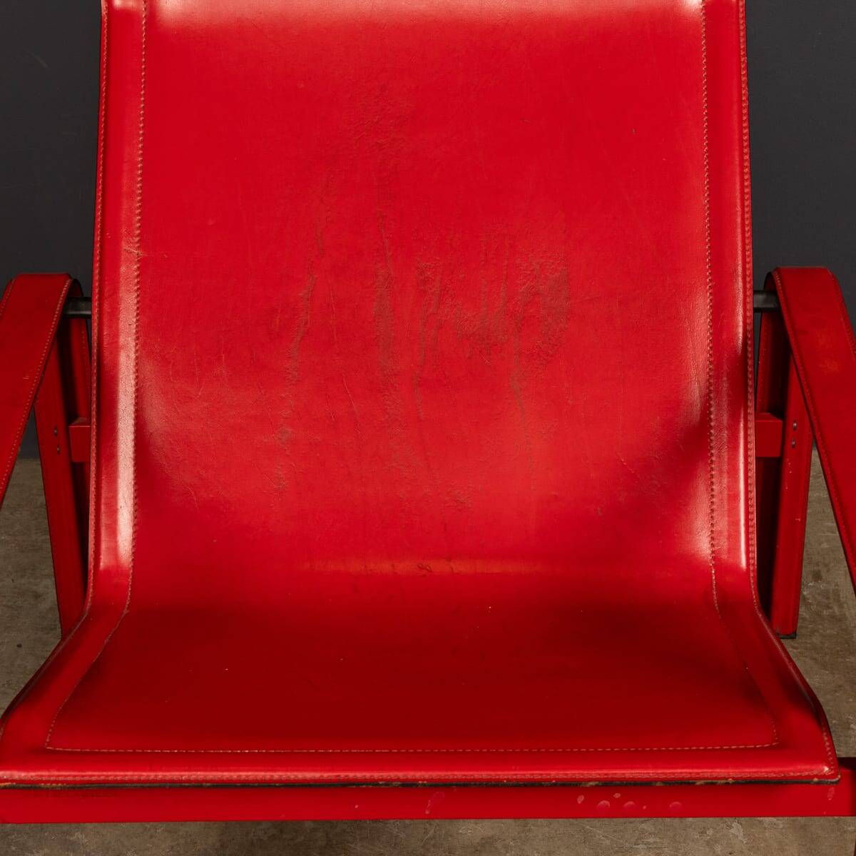 20thC Italian Red Leather Chair By Toussaint & Angeloni For Matteo Grassi