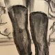 Tableau signé fusain portrait féminin mode « style Victorien »
