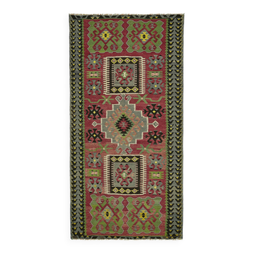 Turkish Handmade Vintage Anatolian Kilim 158 cm x 309 cm