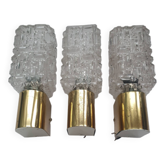 Three vintage golden Italian Targetti wall lights