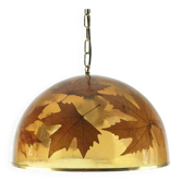 rare lampe à suspension vintage en résine avec feuilles d'érable lampe suspendue des années 1970