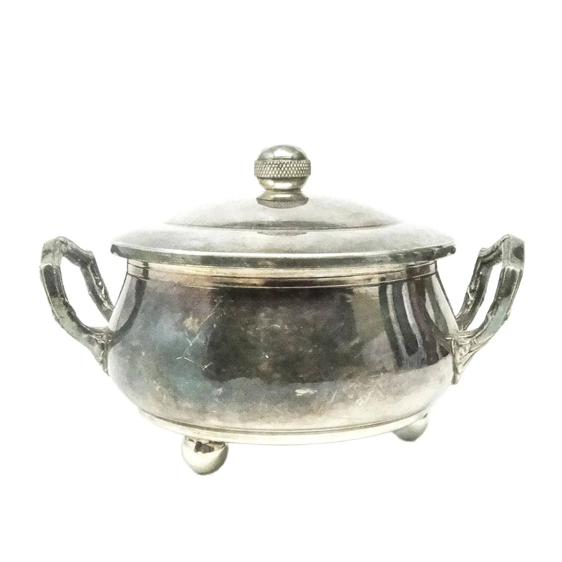 Sucrier, Art Déco, laiton argenté, Belgique, années 1930