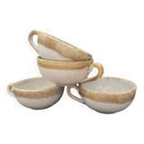 Set of 4 vintage rustic St Clement France stoneware mugs