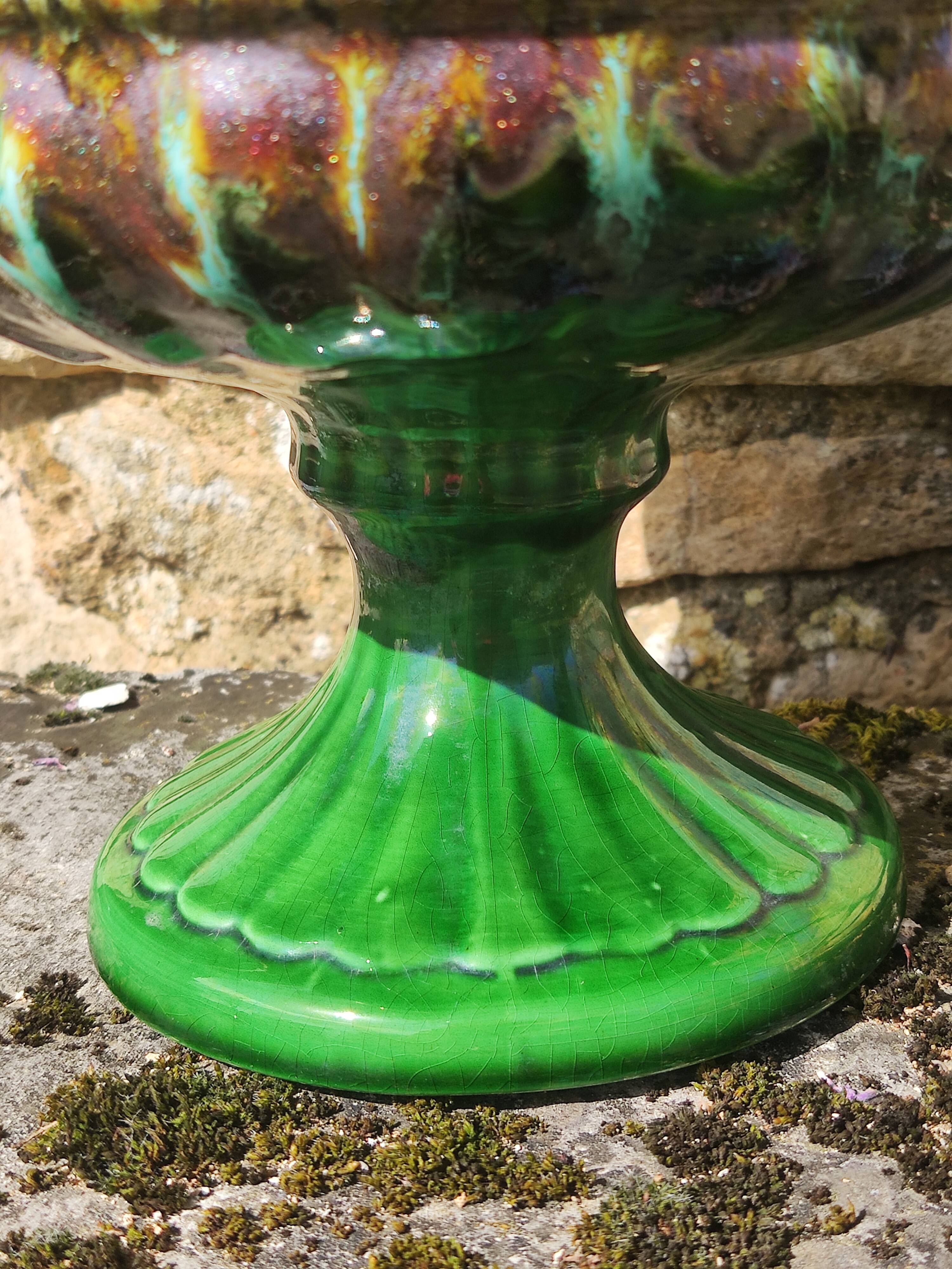 Medici shaped earthenware cup - flamed green -
