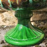 Coupe en faïence forme Médicis vert flammé