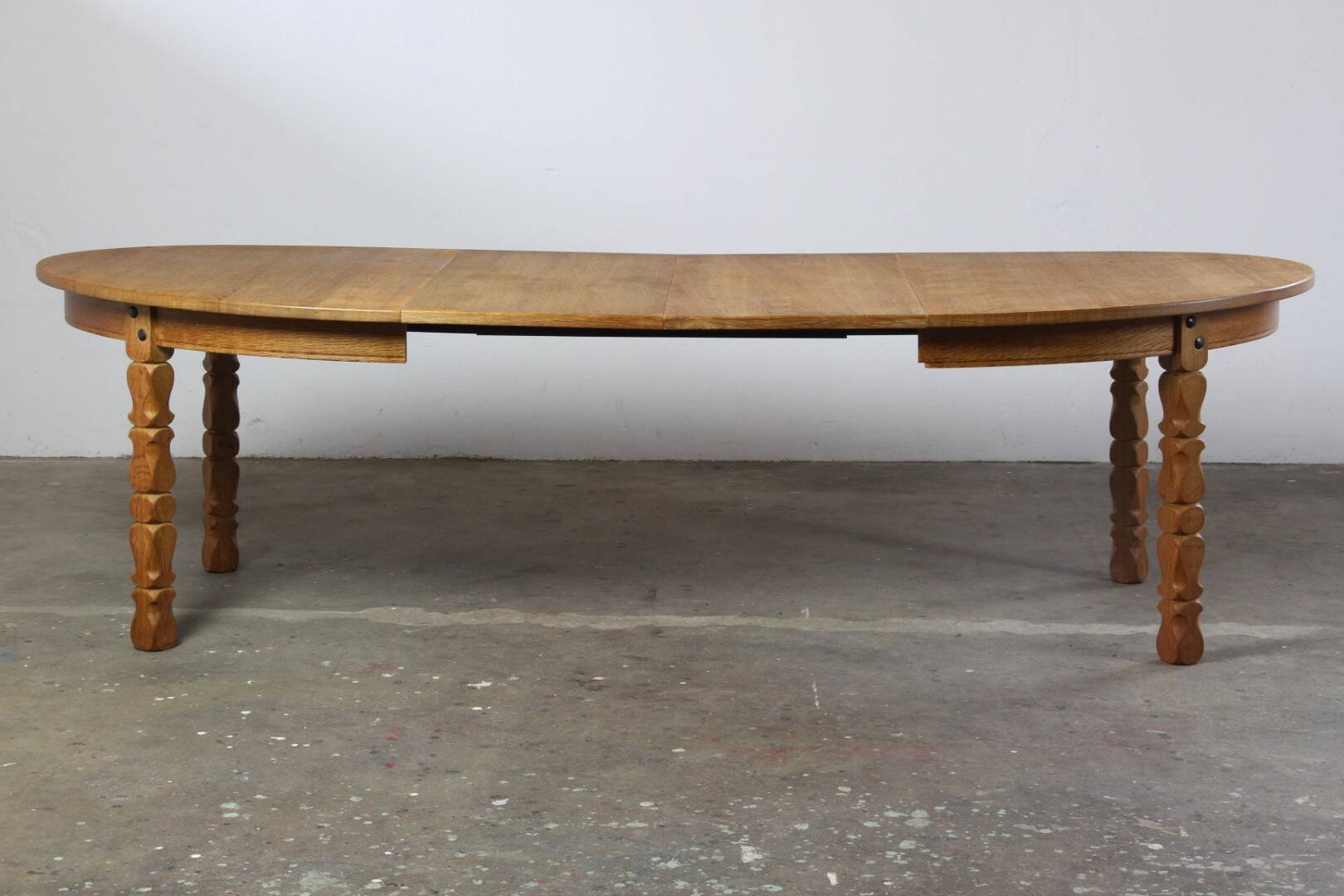 Vintage Oval Danish Oak Dining Room Table, H. Kjærnulf style, 1960s