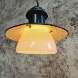 Vintage street lamp green enamel with glass