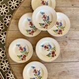 Set of 7 vintage soup plates, Aigueperse de Sarreguemines