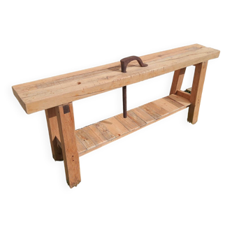 Old carpenter's workbench in light oak