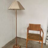 Scandinavian floor lamp 1960, wood and brass