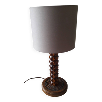 Antique carved wooden lamp