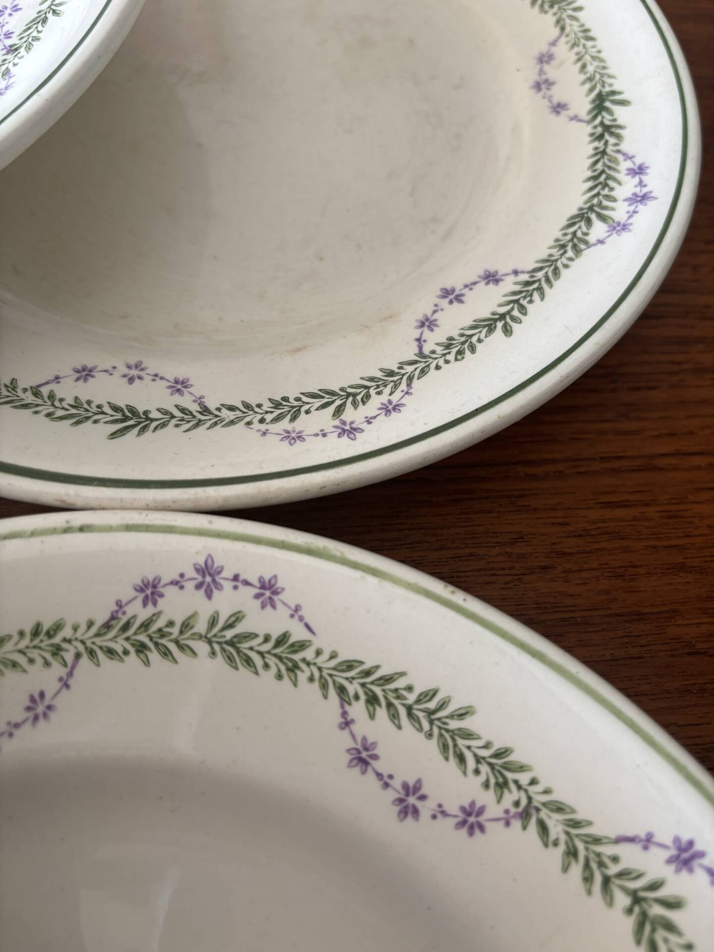 Set of 6 flat plates Longwy Loridan • French earthenware clay