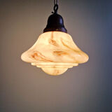 Art Deco suspension in marbled opaline, Scailmont (Belgium), 1920-30
