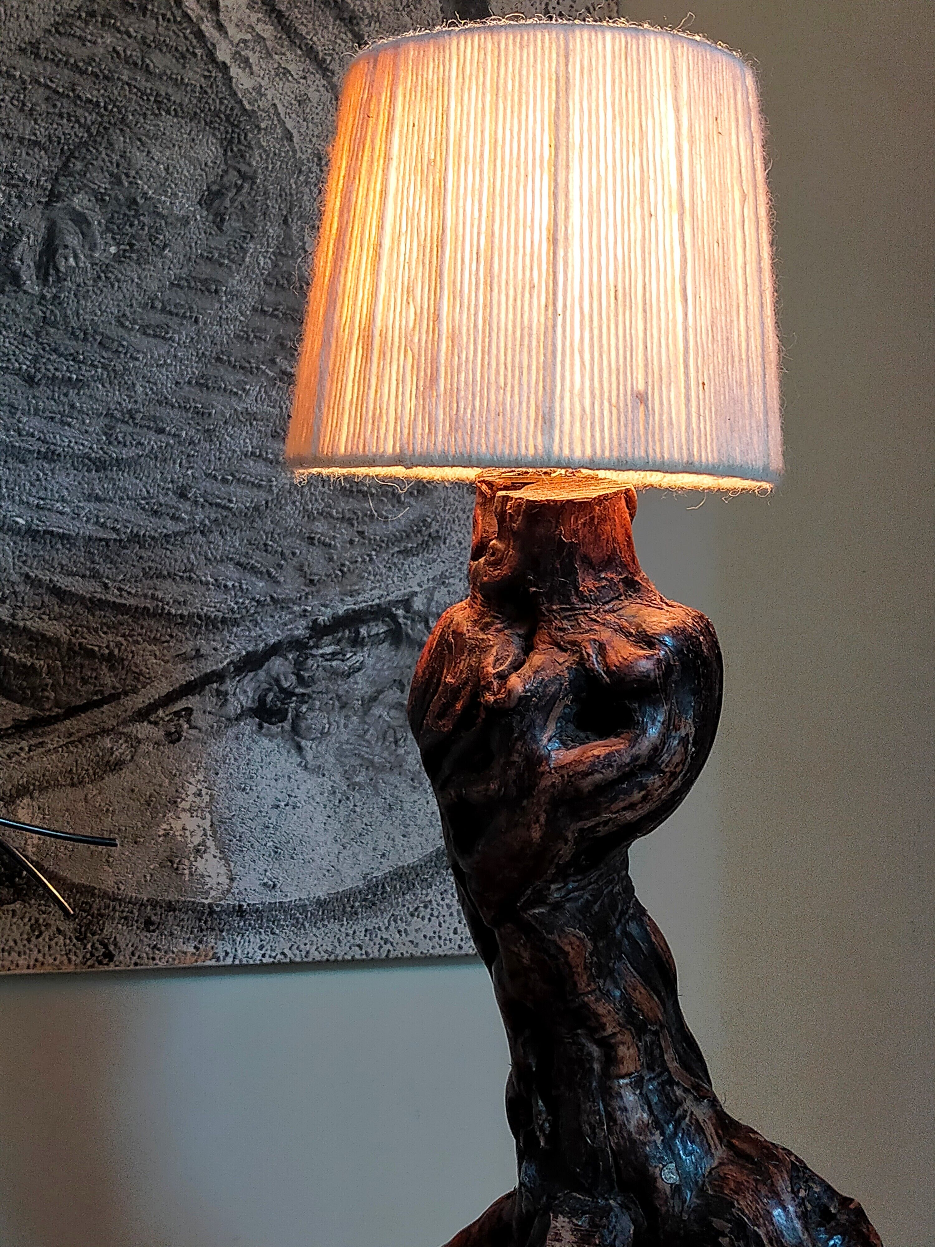 Pied de lampe bois cep de vigne Art-populaire ancien