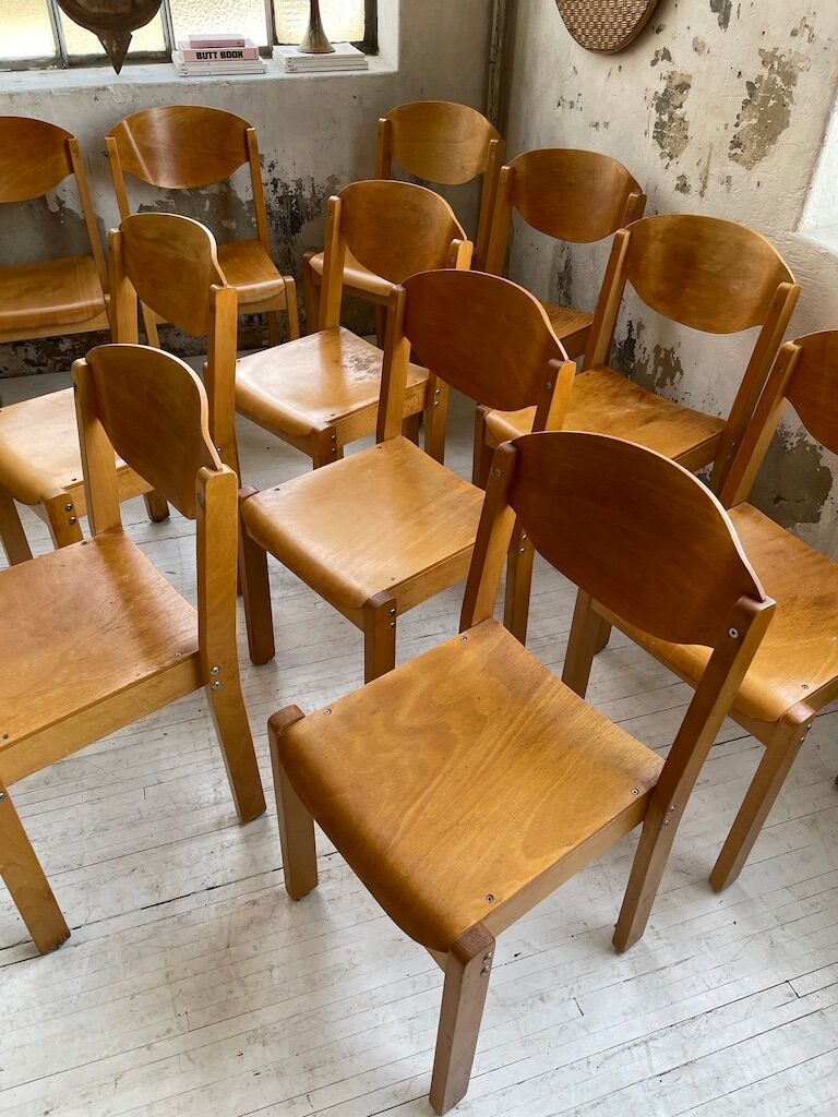 12 80s beech chairs