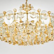 Brass and crystal chandelier, Sciolari design by Palwa, Germany, 1970s.