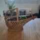 Woven wicker bottle basket